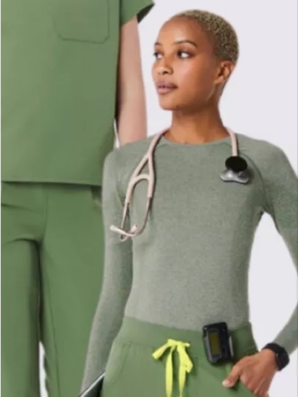 FIGS Salta Seamless Long-Sleeve Underscrub in Fern